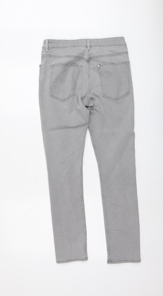 H&M Womens Grey Cotton Straight Jeans Size 28 in L29 in Regular Button