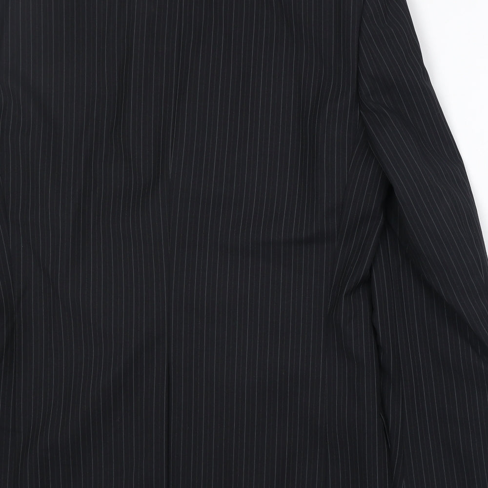 Marks and Spencer Mens Black Striped Polyester Jacket Suit Jacket Size 38 Regular - Pinstripe