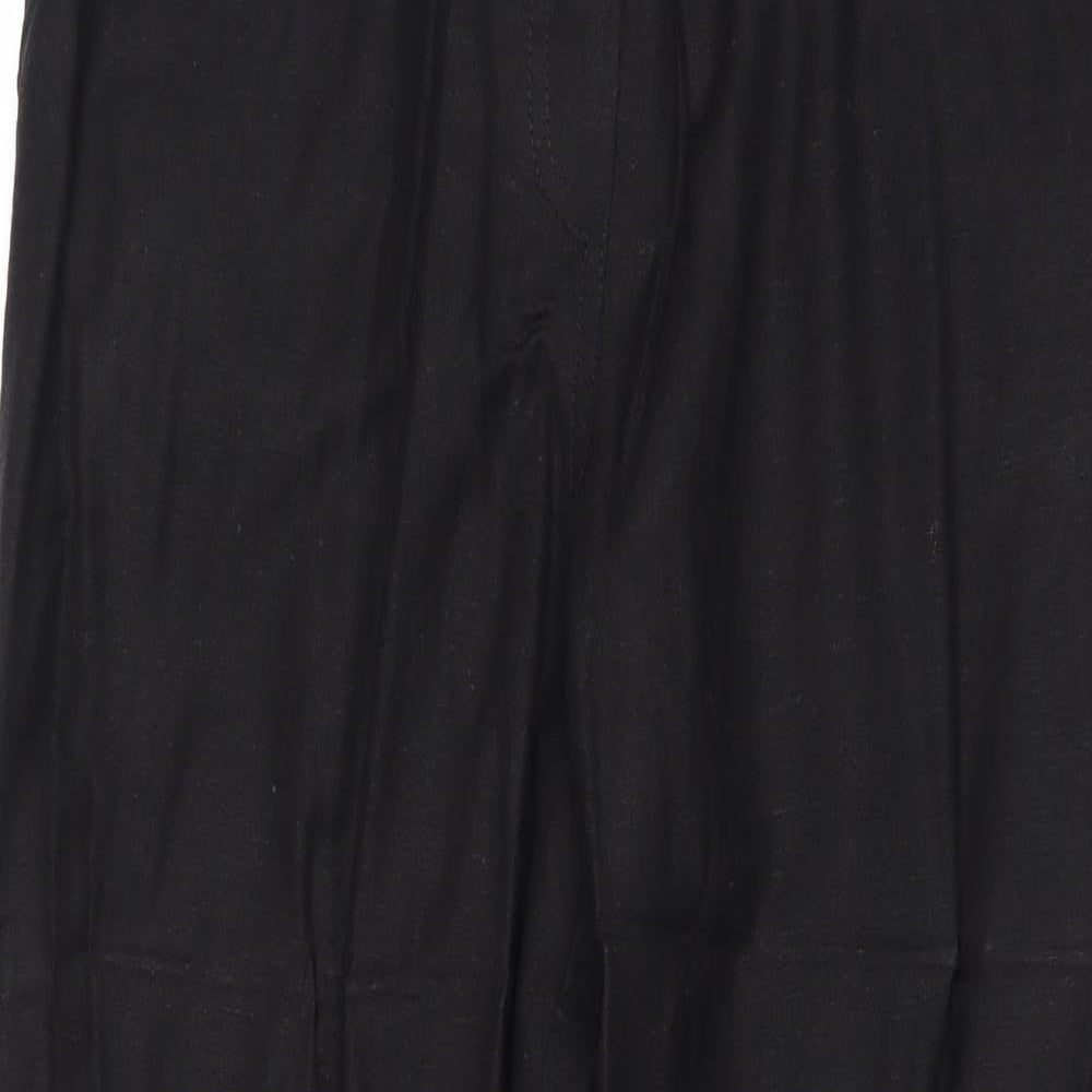 Anthology Womens Black Cotton Trousers Size 32 in Regular Drawstring