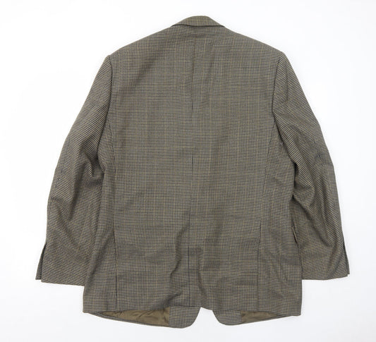 Brook Taverner Mens Green Geometric Polyester Jacket Blazer Size 42 Regular