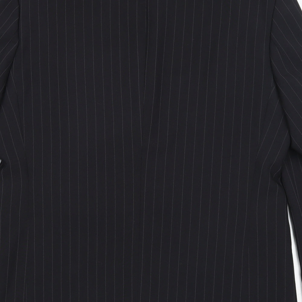 Armando Mens Black Striped Polyester Jacket Suit Jacket Size 42 Regular