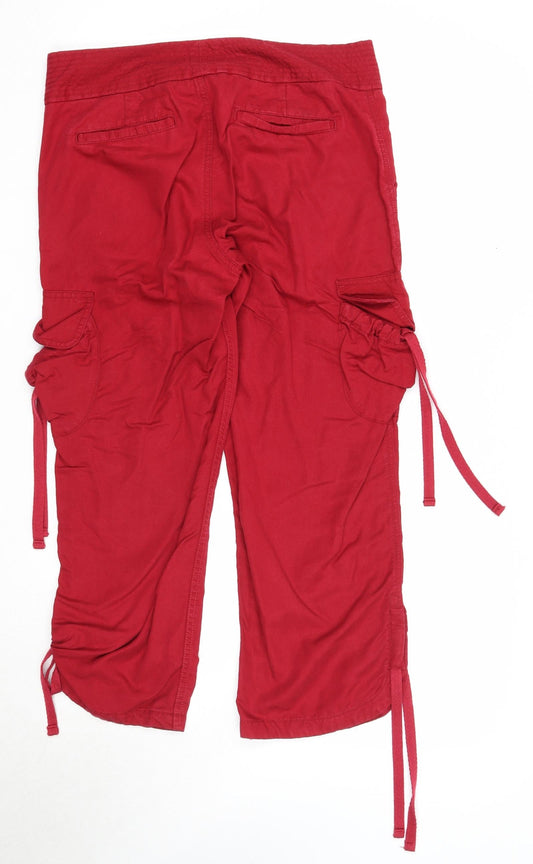Gap Womens Red Lyocell Capri Trousers Size 8 Regular Zip