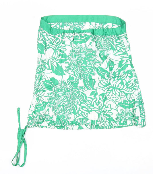 Warehouse Womens Green Floral Silk A-Line Skirt Size 10