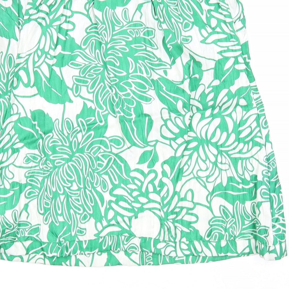 Warehouse Womens Green Floral Silk A-Line Skirt Size 10