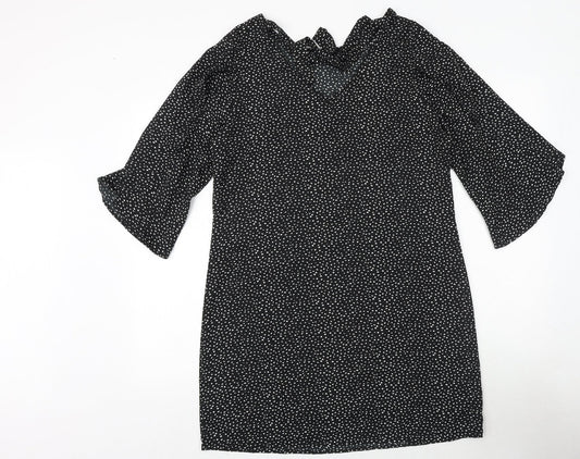 BeYou Womens Black Geometric Polyester A-Line Size 12 Round Neck Tie - Size 12-14
