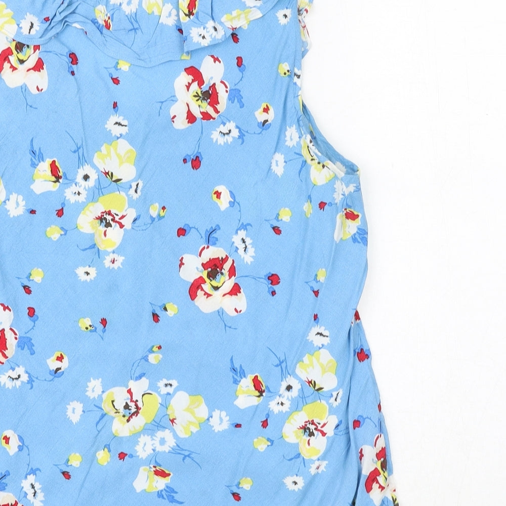 Dickins & Jones Womens Blue Floral Viscose Basic Tank Size 10 Round Neck