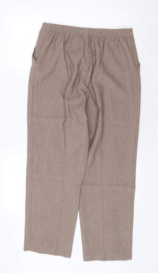 Marks and Spencer Womens Beige Polyester Trousers Size 12 Regular