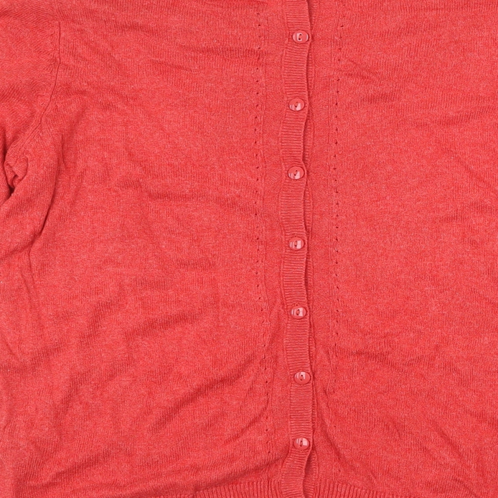 Marks and Spencer Womens Red Round Neck Viscose Pullover Jumper Size 10