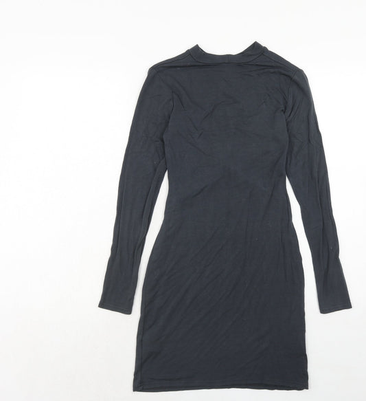 Topshop Womens Grey Viscose A-Line Size 8 Round Neck Pullover