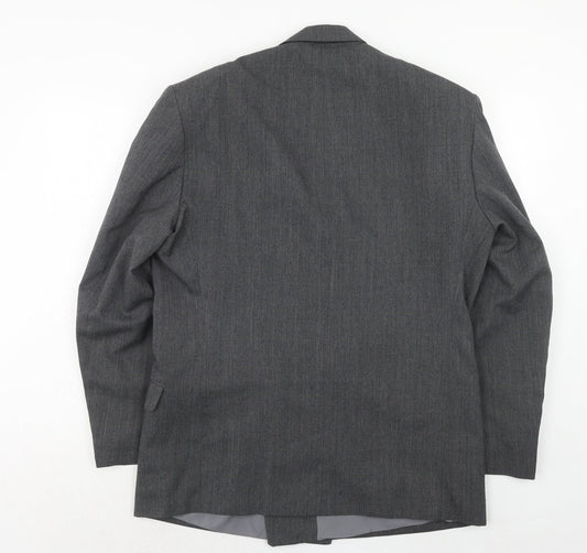Flex Mens Grey Polyester Jacket Suit Jacket Size 44 Regular