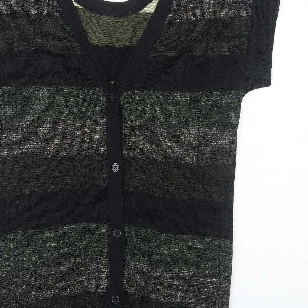 DC Womens Green Round Neck Striped Acrylic Pullover Jumper Size M