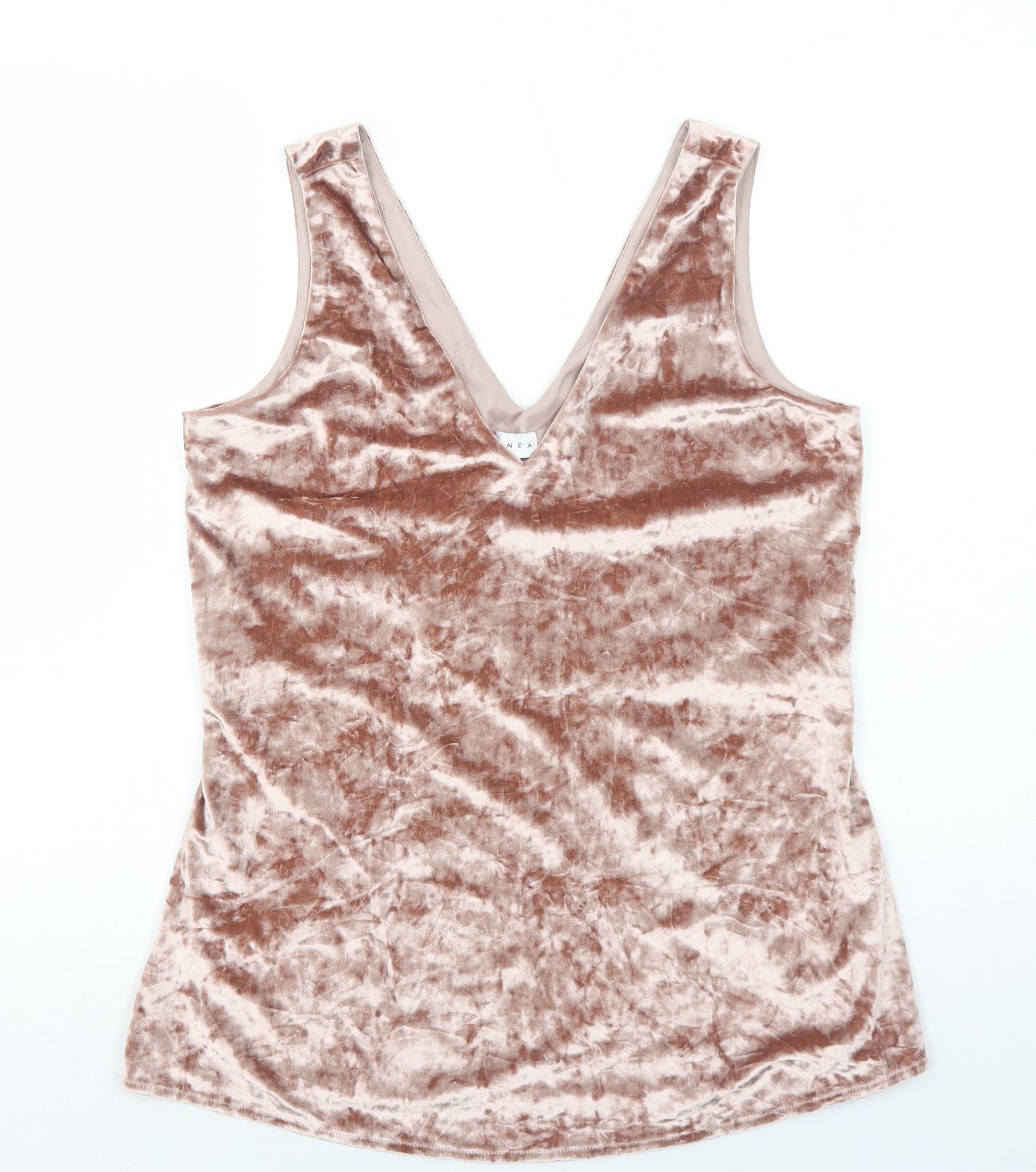 Linea Womens Pink Polyester Basic Tank Size 12 V-Neck