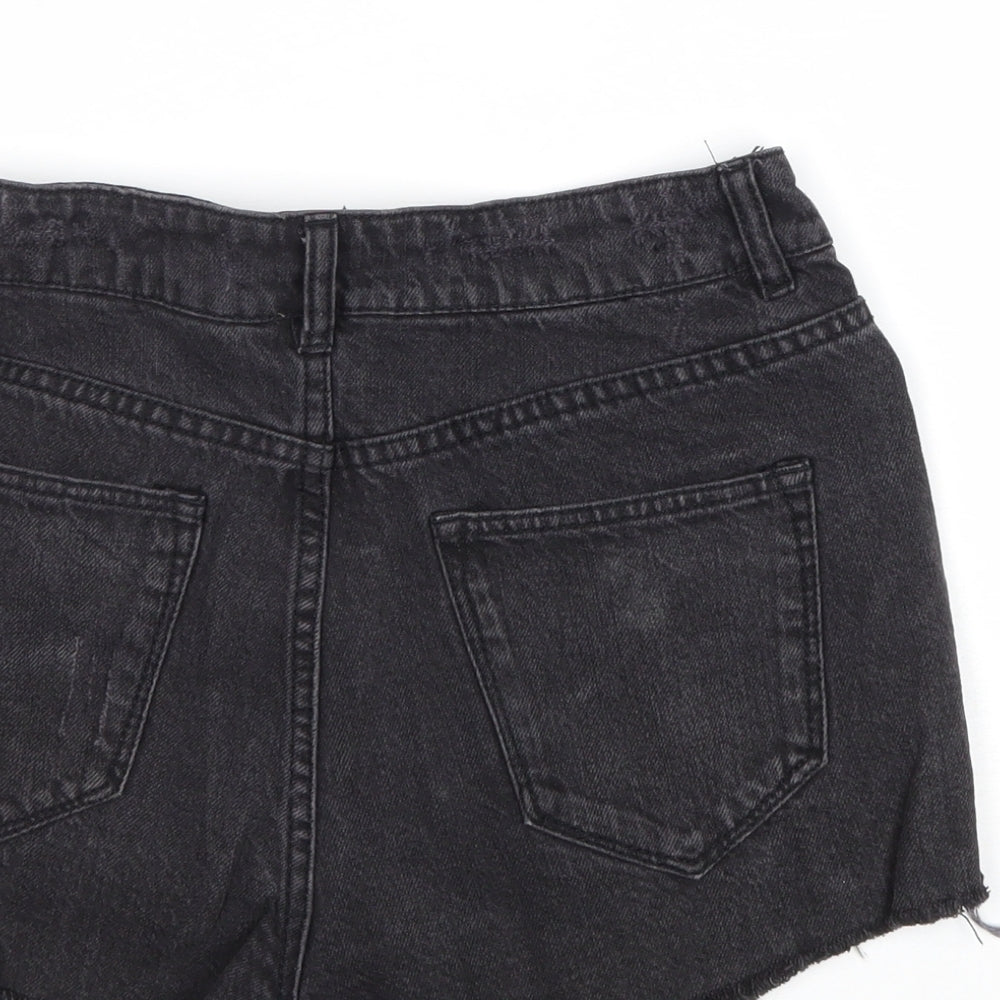 Divided by H&M Womens Black Cotton Cut-Off Shorts Size 8 Regular Zip
