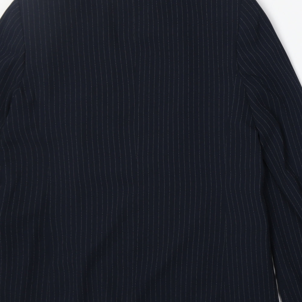 New Look Womens Blue Striped Polyester Jacket Suit Jacket Size 14