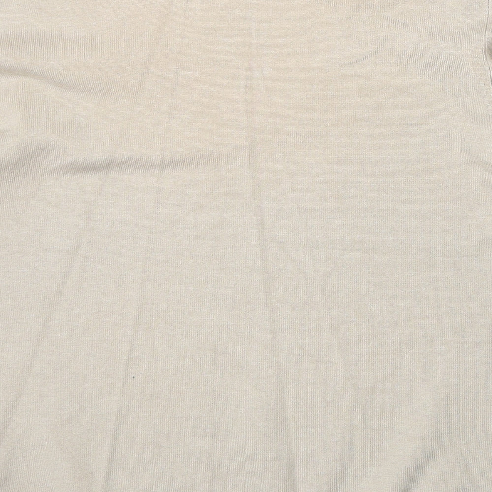 Marks and Spencer Womens Beige V-Neck Viscose Pullover Jumper Size 12