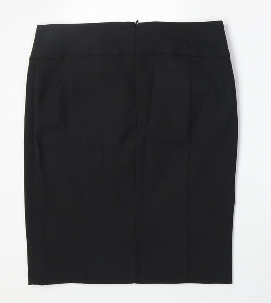 Express Desgin Studio Womens Black Polyester A-Line Skirt Size L Zip - Leopard Pattern