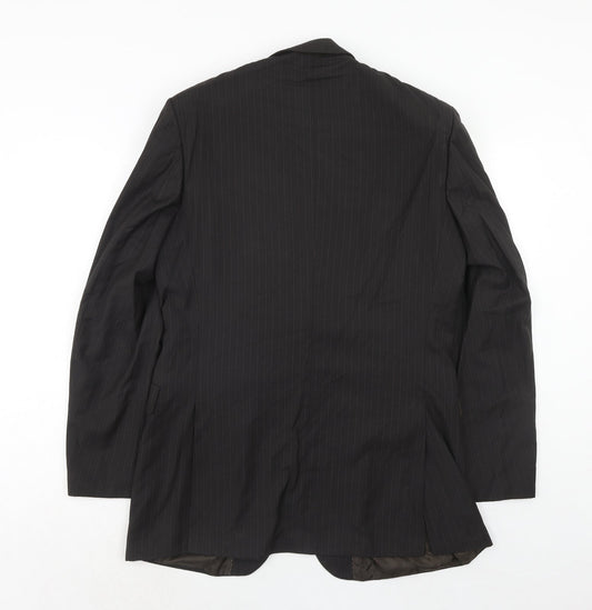 Burton Mens Brown Striped Polyester Jacket Suit Jacket Size 40 Regular