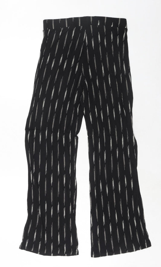 H&M Womens Black Geometric Viscose Trousers Size S Regular
