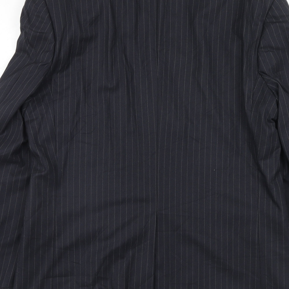 Marks and Spencer Mens Blue Striped Wool Jacket Suit Jacket Size 40 Regular