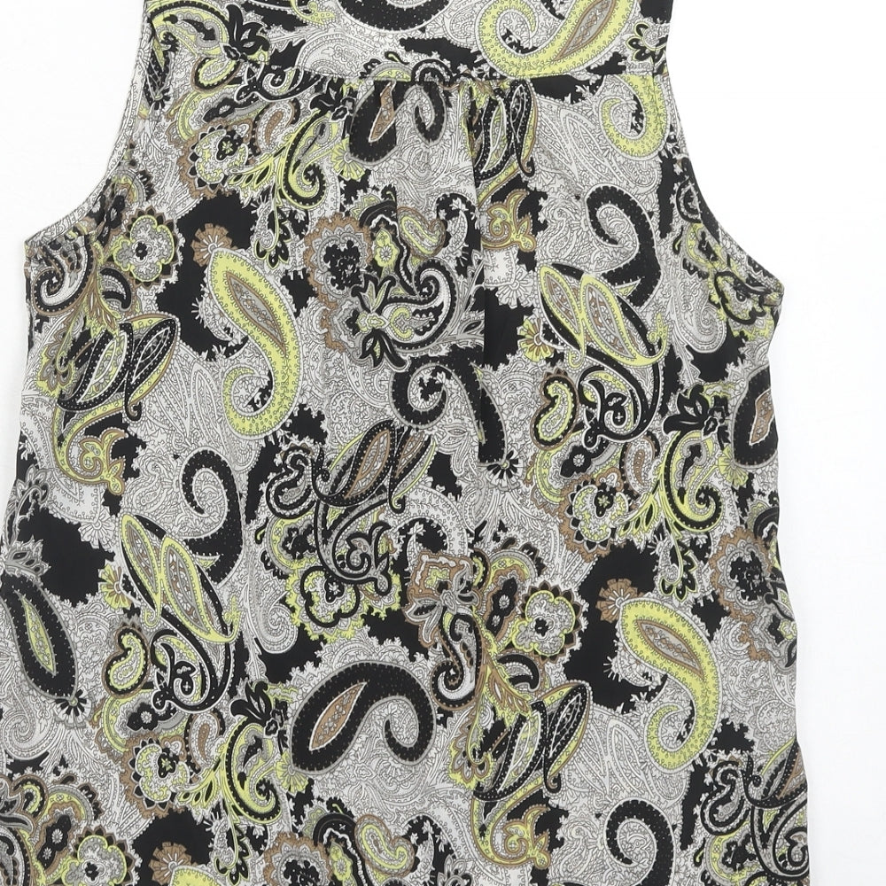 H&M Womens Black Paisley Polyester Basic Tank Size 8 V-Neck