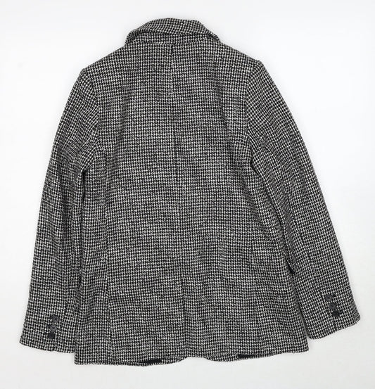 Marks and Spencer Womens Black Geometric Polyester Jacket Blazer Size 8