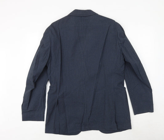 Skopes Mens Blue Striped Cotton Jacket Suit Jacket Size 38 Regular