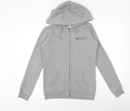 Womens UK 6 Regular Jack Wills Grey Full Zip Hoodie