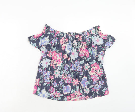 Gap Womens Multicoloured Floral Cotton Basic Blouse Size S Off the Shoulder