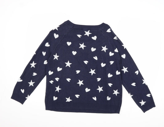 NEXT Womens Blue Geometric Viscose Pullover Sweatshirt Size M Pullover - Love Hearts and Stars