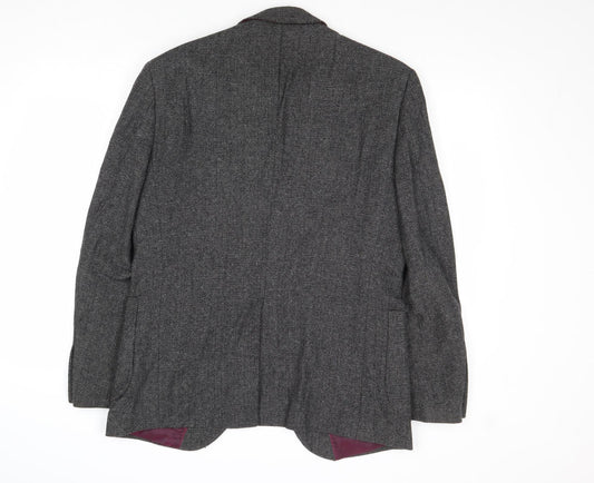 B&W Mens Grey Wool Jacket Blazer Size 38 Regular