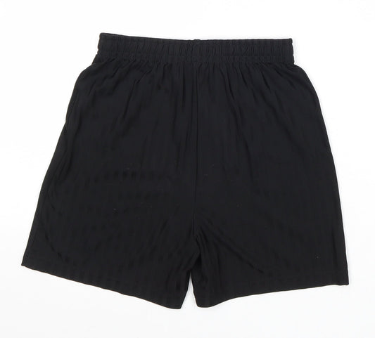 Marks and Spencer Boys Black Polyester Sweat Shorts Size 9-10 Years Regular Drawstring