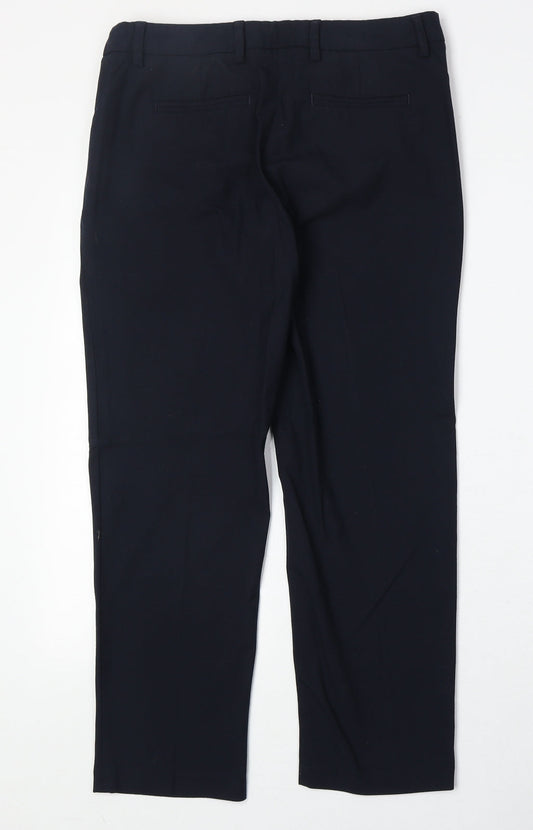 Marks and Spencer Womens Blue Polyester Trousers Size 10 Regular Zip