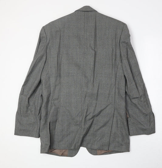 The British Tailor Mens Grey Plaid Wool Jacket Suit Jacket Size 40 Regular