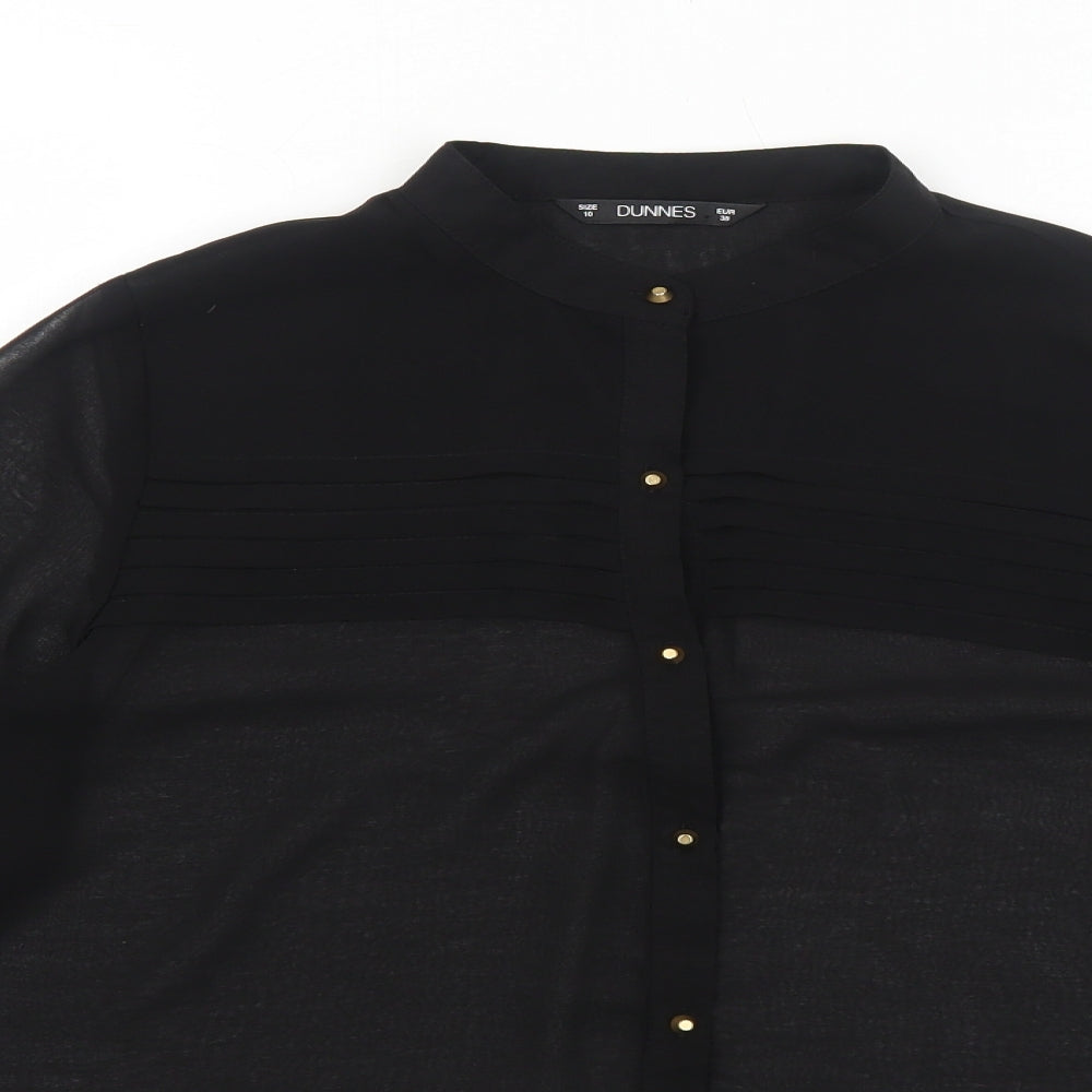 Dunnes Stores Womens Black Polyester Basic Button-Up Size 10 V-Neck