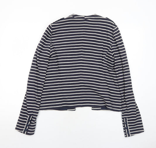 Promod Womens Blue Striped Jacket Blazer Size 12