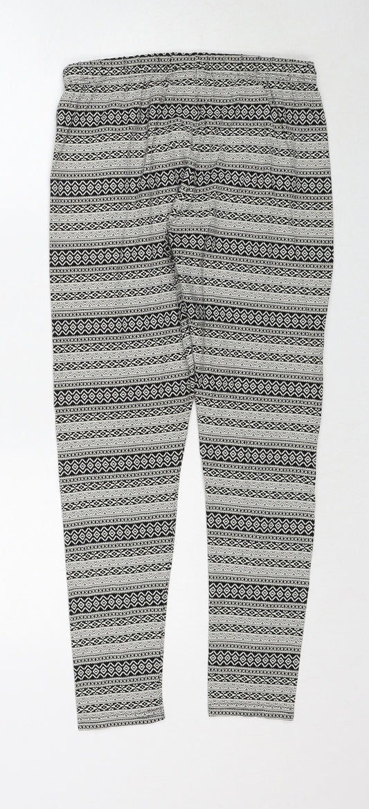 Srishti Womens Black Geometric Cotton Trousers Size M Regular Drawstring