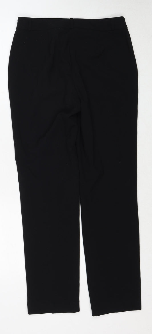 Marks and Spencer Womens Black Polyester Trousers Size 8 Regular Zip