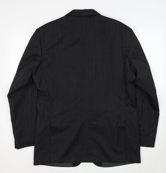 Greenwoods Mens Grey Striped Polyester Jacket Suit Jacket Size 42 Regular