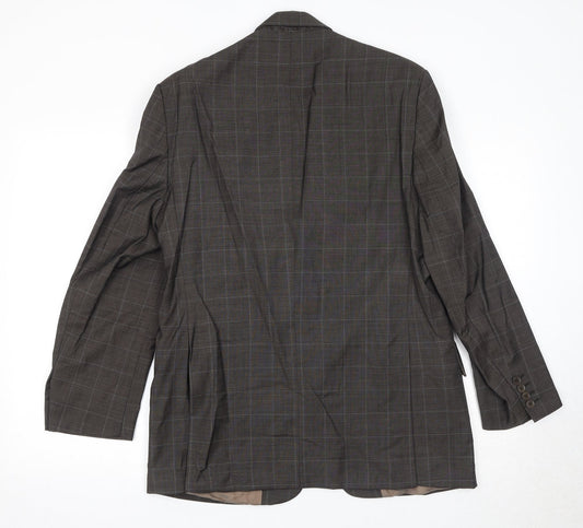 NEXT Mens Brown Check Wool Jacket Blazer Size 38 Regular