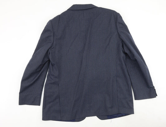 Holden Mens Blue Striped Polyester Jacket Suit Jacket Size 42 Regular