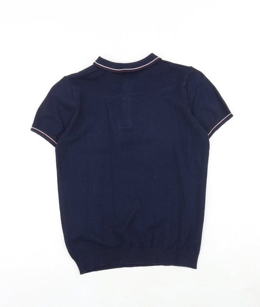 NEXT Boys Blue Cotton Pullover Polo Size 9 Years Collared Button