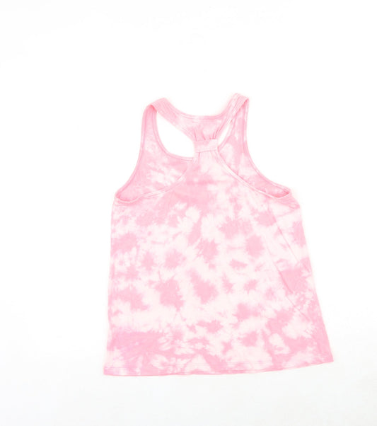 Gap Girls Pink Geometric 100% Cotton Basic Tank Size 12 Years Round Neck Pullover