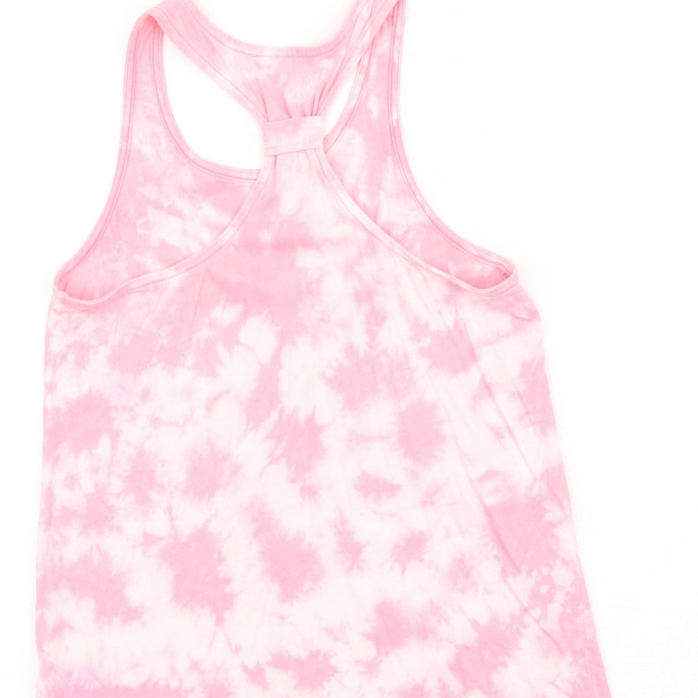 Gap Girls Pink Geometric 100% Cotton Basic Tank Size 12 Years Round Neck Pullover