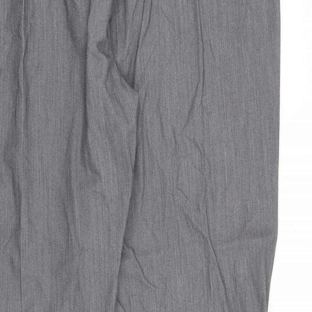Brand and care label for Alexara women’s grey polyester trousers, size UK 20, regular zip