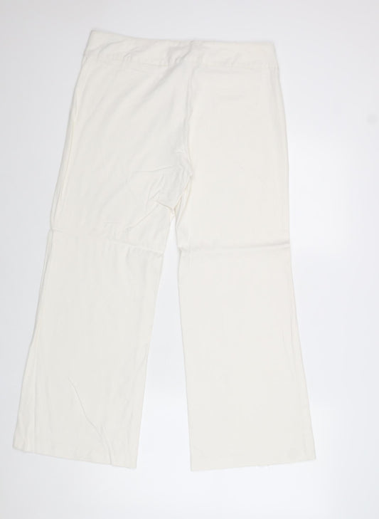 Dorothy Perkins Womens White Polyester Trousers Size 14 Regular Zip
