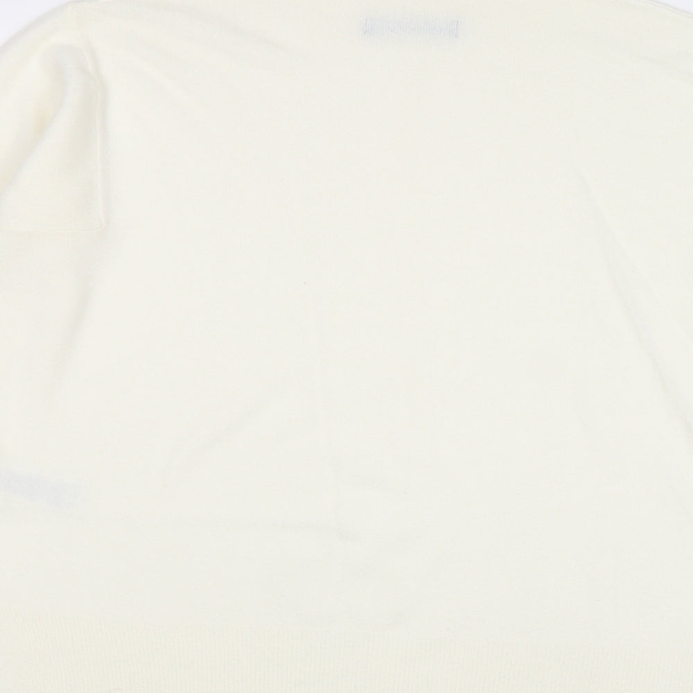 Marks and Spencer Womens Ivory Mock Neck Acrylic Pullover Jumper Size M