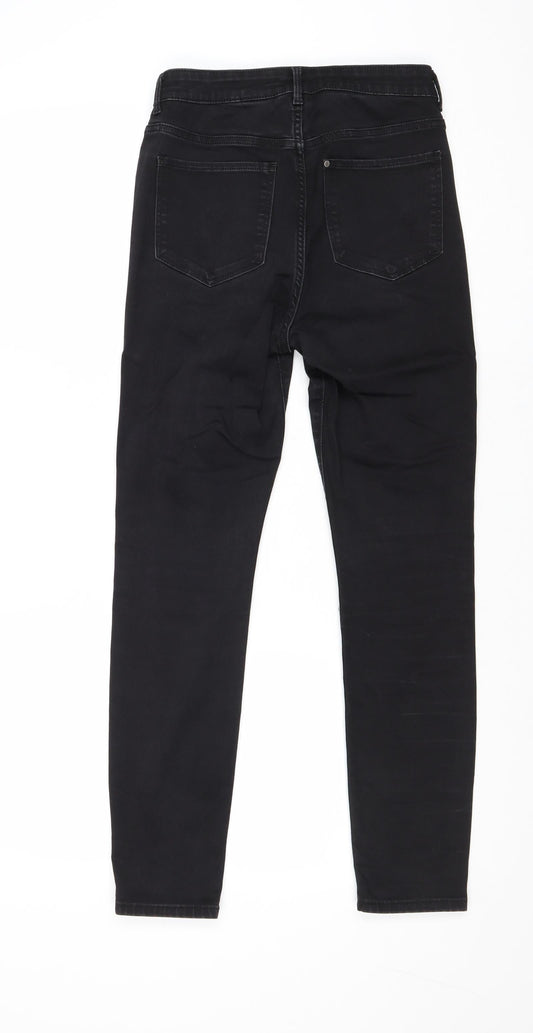 H&M Womens Black Cotton Straight Jeans Size 28 in Regular Zip