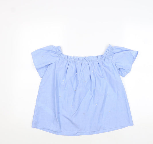Womens UK Size S Stradivarius Blue Polyester Blouse