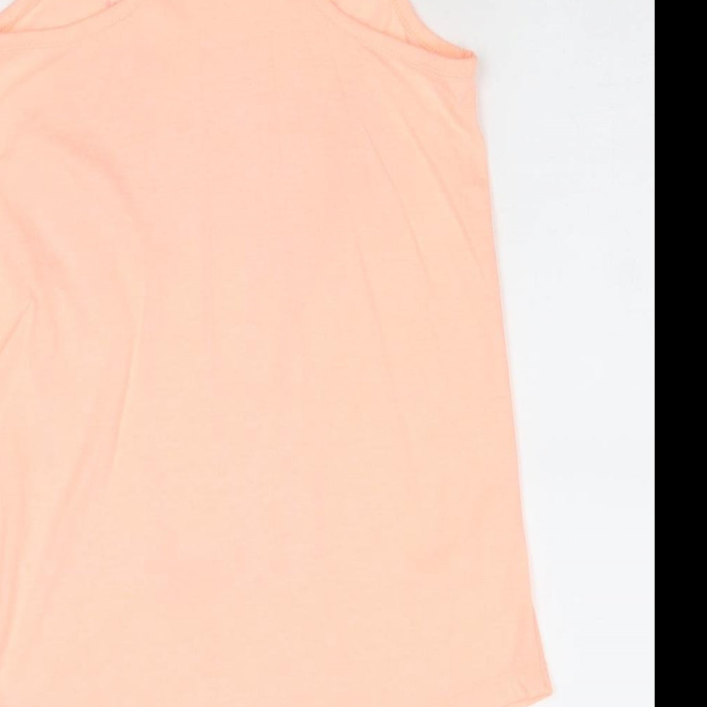 Gap Girls Orange Cotton Pullover Tank Size L Scoop Neck Pullover - Palm Trees