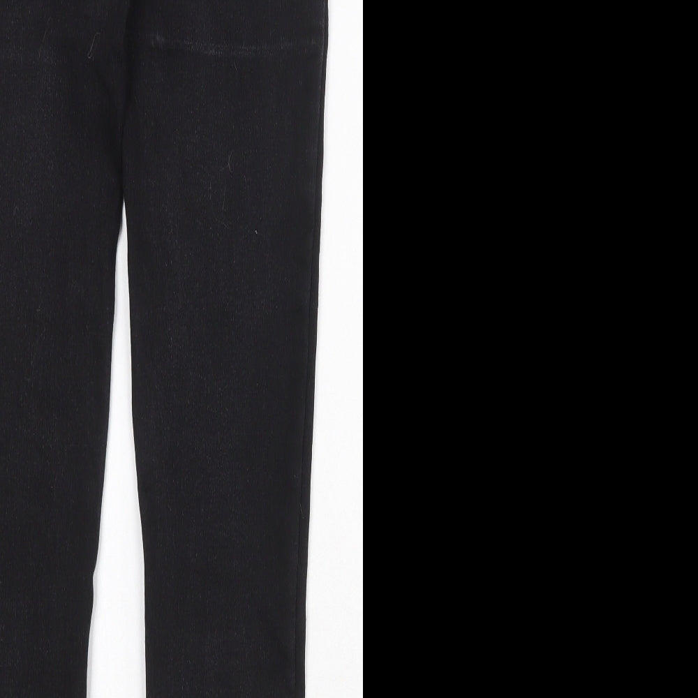 Brand and care label for Dunnes women’s black cotton skinny jeans, size UK 10, regular zip